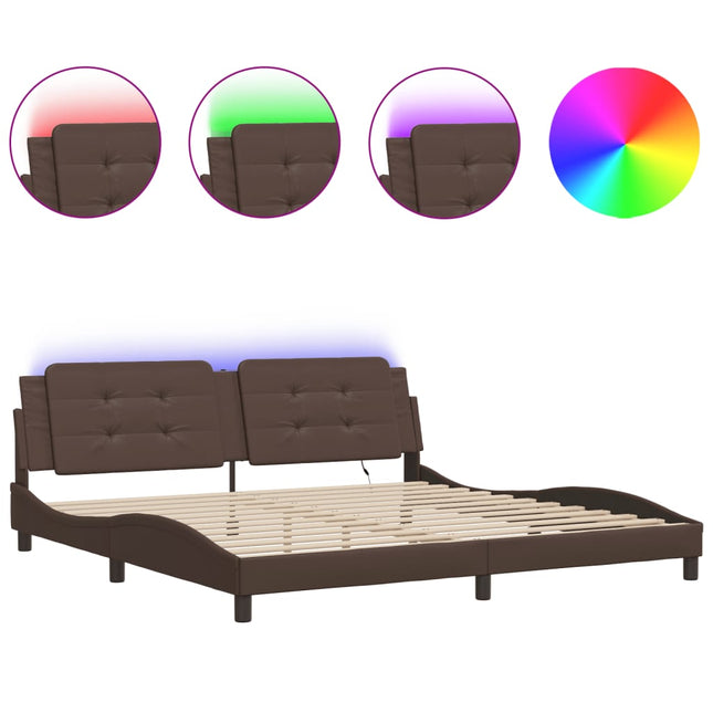 Giroletto con Luci LED Marrone 200x200 cm in Similpelle