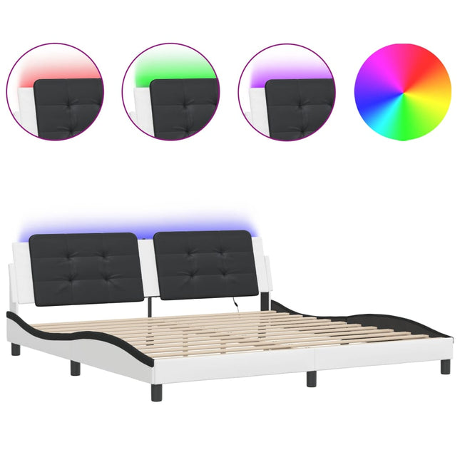 Giroletto con Luci LED Bianco e Nero 200x200 cm in Similpelle
