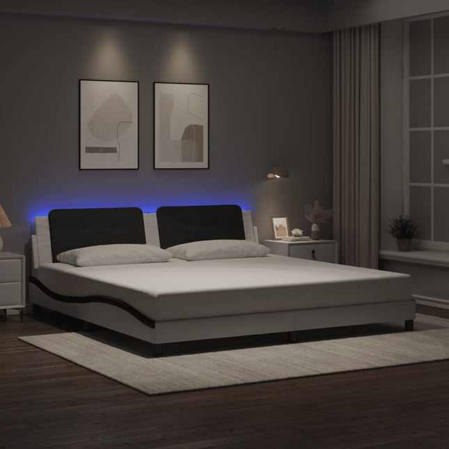 Giroletto con Luci LED Bianco e Nero 200x200 cm in Similpelle