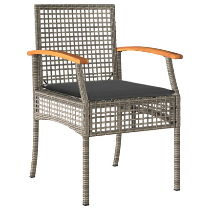 Set da Pranzo da Giardino 7 pz con Cuscini in Polyrattan Grigio
