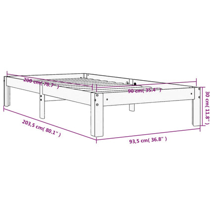 Letto senza Materasso Marrone Cera 90x200 cm Legno di Pino