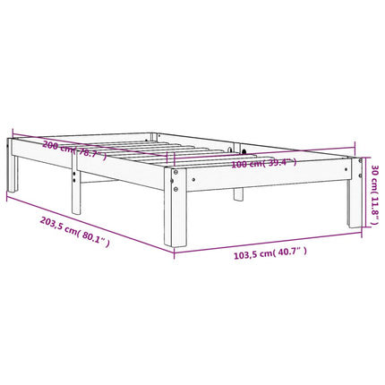 Letto senza Materasso Marrone Cera 100x200 cm in Legno di Pino