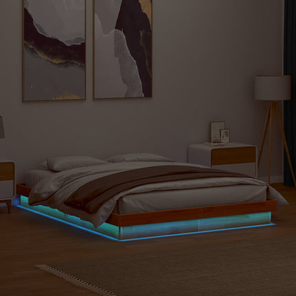 Giroletto Marrone Cera con LED 160x200 cm Legno Massello Pino