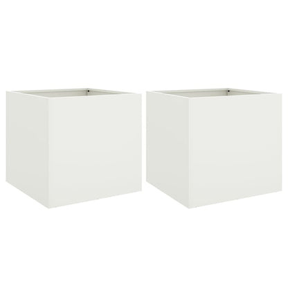 Fioriere 2 pz Bianche 42x40x39 cm in Acciaio