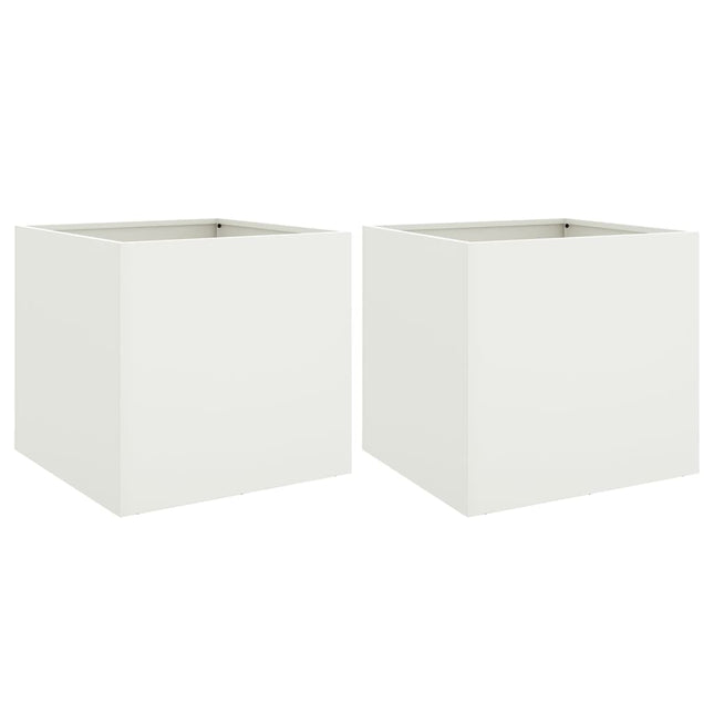 Fioriere 2 pz Bianche 42x40x39 cm in Acciaio