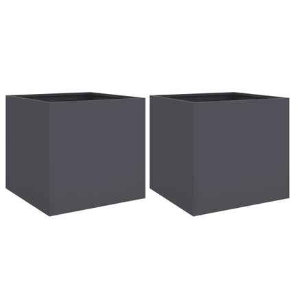 Fioriere 2 pz Antracite 49x47x46 cm Acciaio