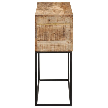 Tavolo Consolle 110x30x75cm Legno Massello Mango Grezzo e Ferro