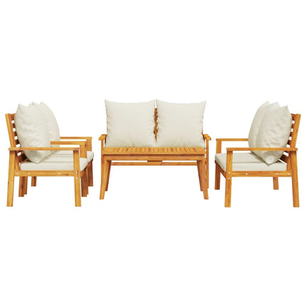 Set Salotto da Giardino 5 pz con Cuscini Legno Massello Acacia