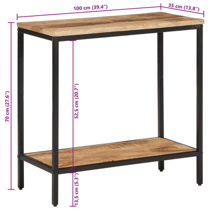 Tavolo Consolle 100x35x70 cm in Legno Massello di Mango Grezzo