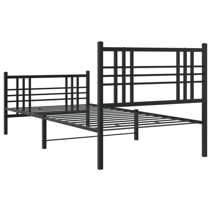 Giroletto con Testiera e Pediera Metallo Nero 90x190 cm