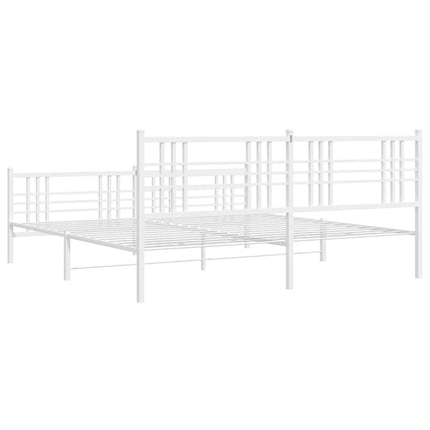 Giroletto con Testiera e Pediera Metallo Bianco 180x200 cm