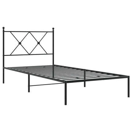 Giroletto con Testiera in Metallo Nero 90x190 cm