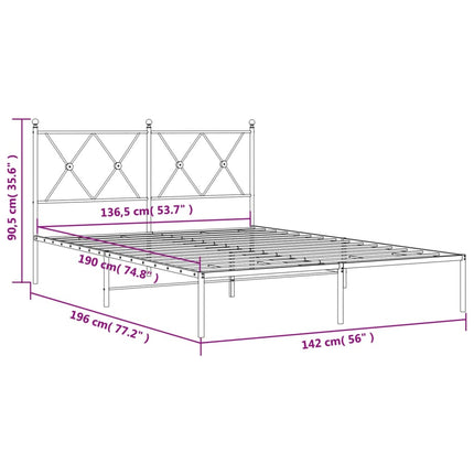 Giroletto con Testiera Metallo Bianco 135x190 cm