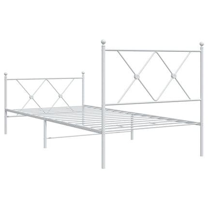 Giroletto con Testiera e Pediera Metallo Bianco 90x190 cm