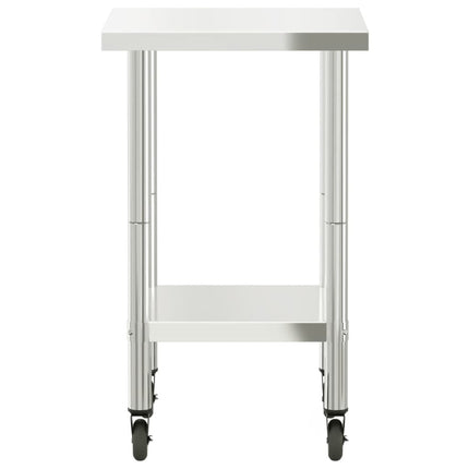 Tavolo da Lavoro Cucina con Ruote 55x55x85 cm in Acciaio Inox