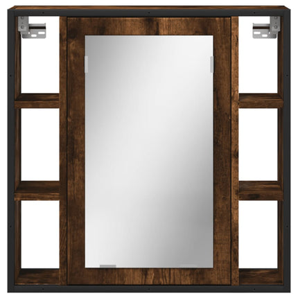 Mobile Bagno Specchio Rovere Fumo 60x16x60 cm Legno Multistrato