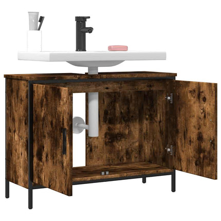 Mobile Lavabo Bagno Rovere Fumo 80x30x60 cm Legno Multistrato