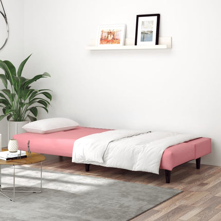Divano Letto a 2 Posti Rosa in Velluto