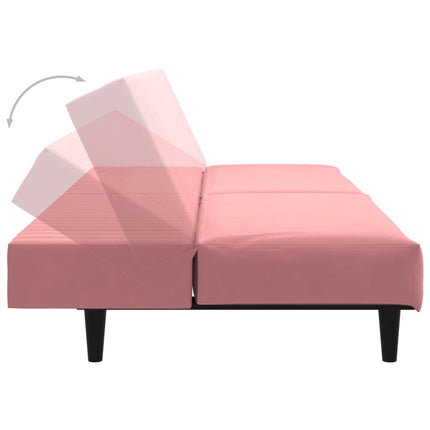 Divano Letto a 2 Posti Rosa in Velluto
