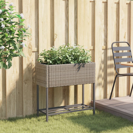 Fioriera da Giardino con Ripiano Grigia in Polyrattan