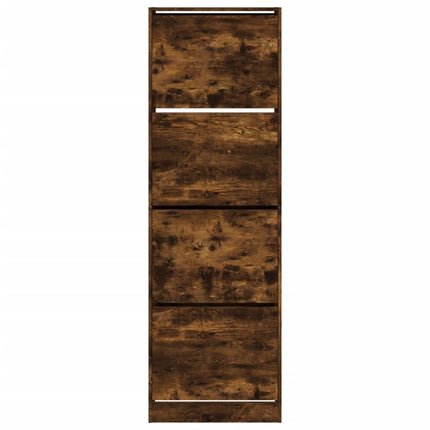 Scarpiera con 4 Cassetti Ribaltabili Rovere Fumo 60x34x187,5 cm