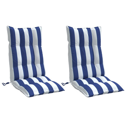 Cuscini Sedia Schienale Alto 2 pz Bianco e Blu Tessuto Oxford