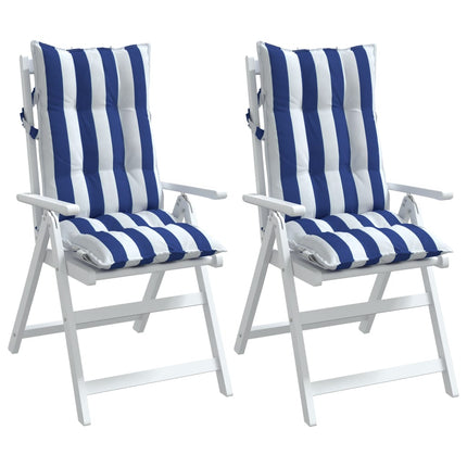 Cuscini Sedia Schienale Alto 2 pz Bianco e Blu Tessuto Oxford
