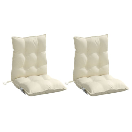 Cuscini per Sedia Schienale Basso 2 pz Crema in Tessuto Oxford