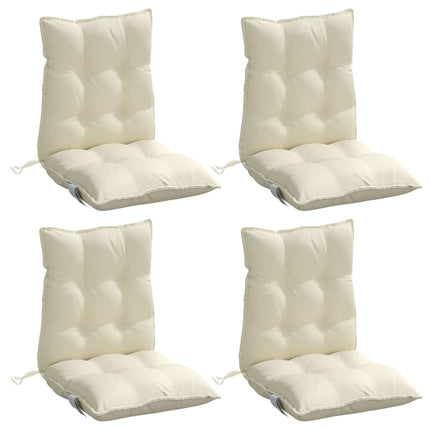 Cuscini per Sedia Schienale Basso 4 pz Crema in Tessuto Oxford