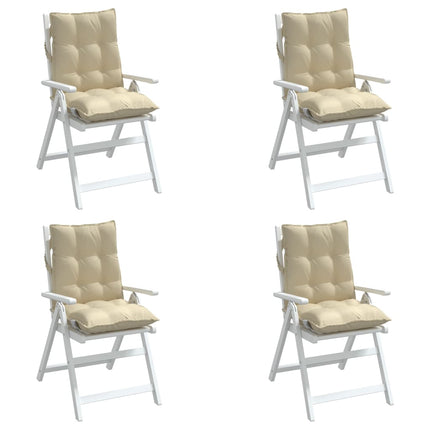 Cuscini per Sedia Schienale Basso 4 pz Beige in Tessuto Oxford