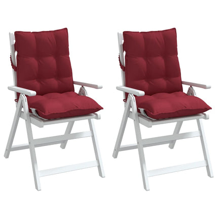 Cuscini per Sedia Schienale Basso 2pz Rosso Vino Tessuto Oxford