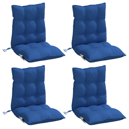 Cuscini Sedia con Schienale Basso 4 pz Blu Reale Tessuto Oxford
