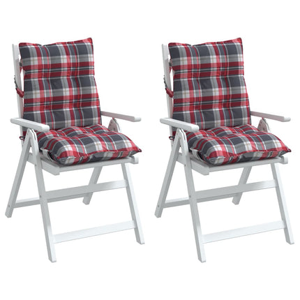 Cuscini Sedia Schienale Basso 2 pz Quadri Rosso Tessuto Oxford