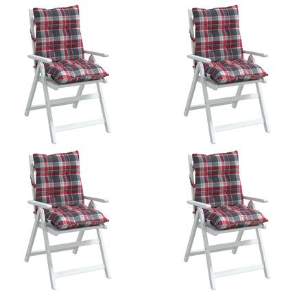 Cuscini Sedia Schienale Basso 4 pz Quadri Rosso Tessuto Oxford