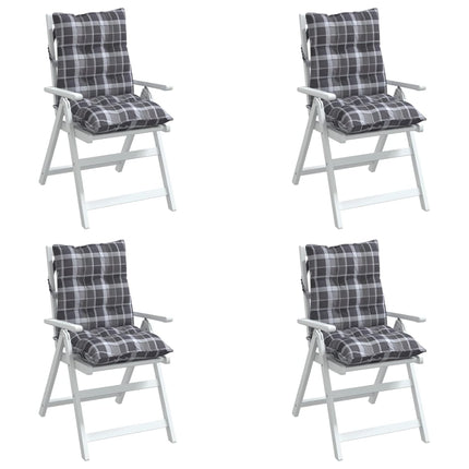 Cuscini Sedia Schienale Basso 4 pz Quadri Grigio Tessuto Oxford