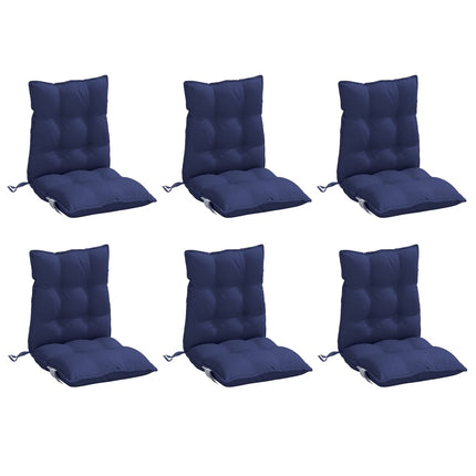 Cuscini Sedia Schienale Basso 6 pz Blu Marino in Tessuto Oxford