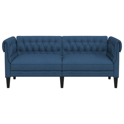 Divano Chesterfield a 2 Posti Blu in Tessuto