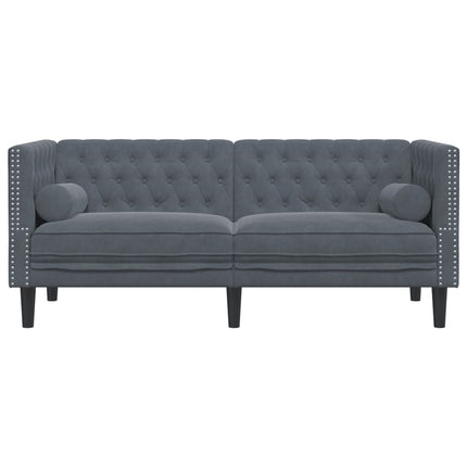 Divano Chesterfield con Rinforzi 2 Posti Grigio Scuro Velluto