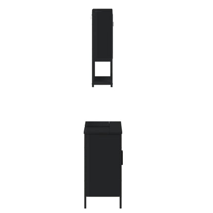 Set Mobili da Bagno 2 pz Nero in Legno Multistrato
