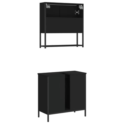 Set Mobili da Bagno 2 pz Nero in Legno Multistrato
