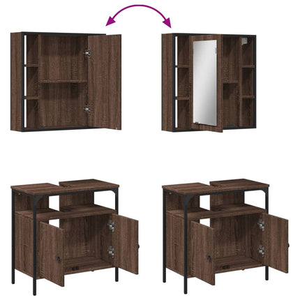 Set Mobili da Bagno 2 pz Rovere Marrone in Legno Multistrato