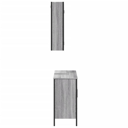 Set Mobili da Bagno 2 pz Grigio Sonoma in Legno Multistrato