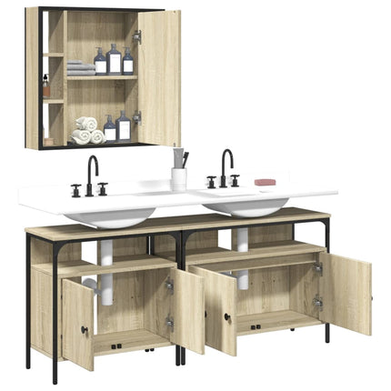 Set di Mobili da Bagno 3 pz Rovere Sonoma in Legno Multistrato
