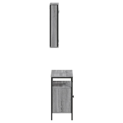 Set Mobili da Bagno 2 pz Grigio Sonoma in Legno Multistrato