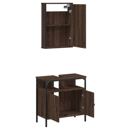 Set Mobili da Bagno 2 pz Rovere Marrone in Legno Multistrato