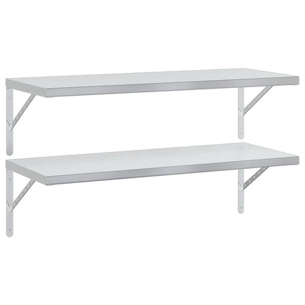 Mensole a Muro 2 pz 100x40 cm Argento in Acciaio Inossidabile