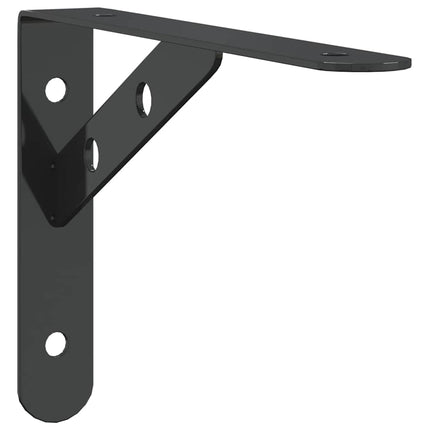 Staffe per Mensola 4 pz 20x2,5x14 cm in Acciaio Inox Nero