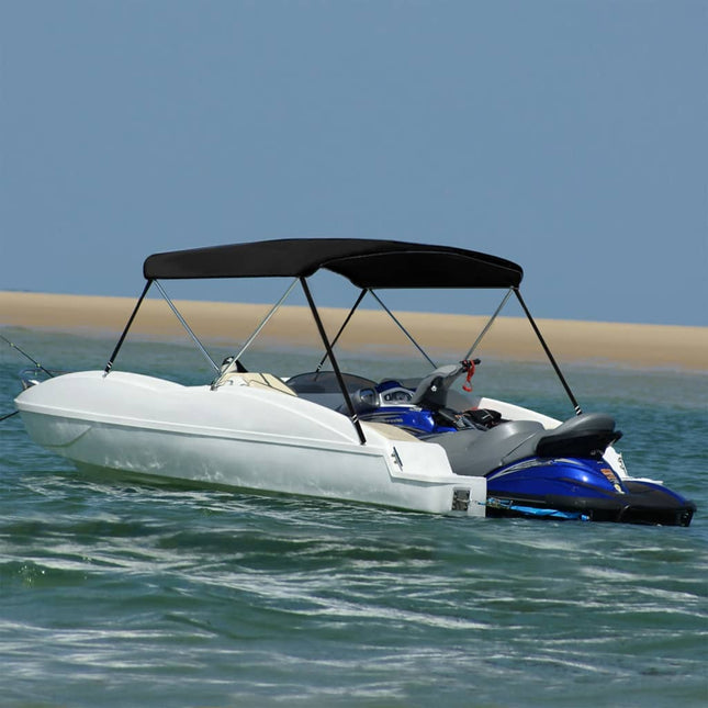 Bimini di Prua con Tendalino 2 Archi Nero 150x120x110 cm