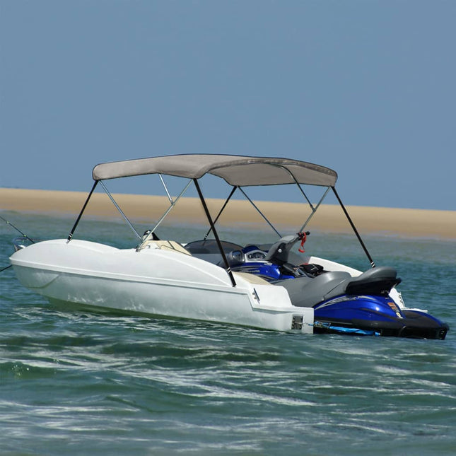 Bimini di Prua con Tendalino 3 Archi Grigio 183x160x137 cm