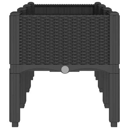 Fioriera da Giardino con Gambe Nera 120x40x42 cm in PP